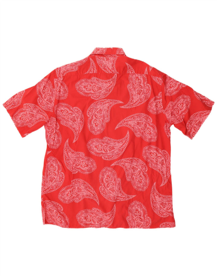Camisa Brooksfield Hombre Manga Corta Algodón Paisley Rojo Mediano