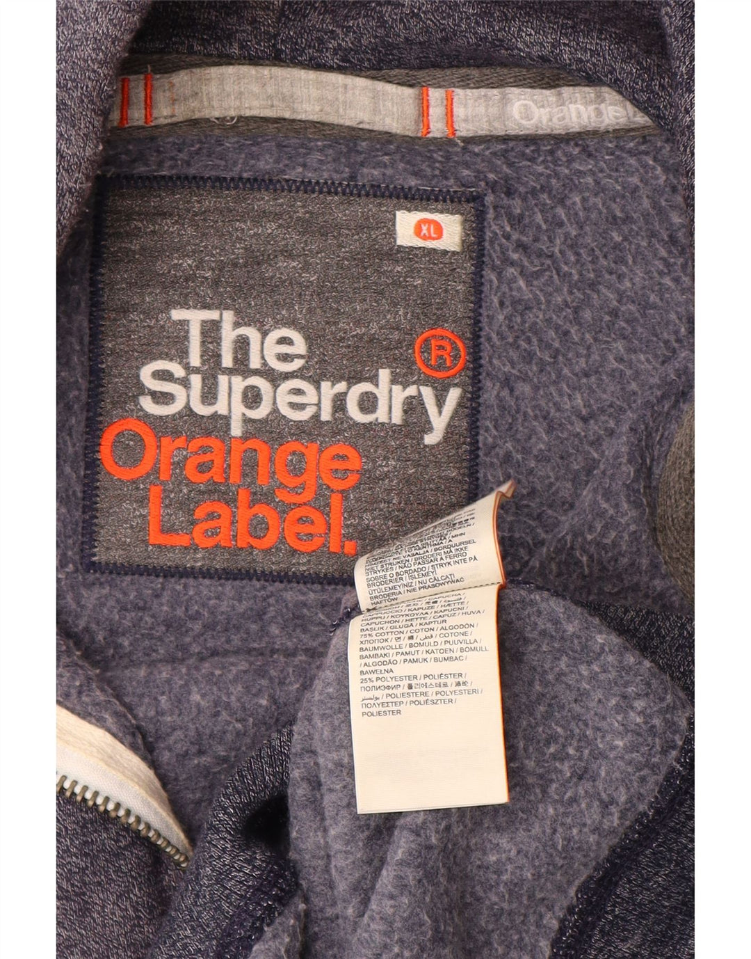 Superdry Sudadera con capucha y cremallera para hombre XL Algodón azul marino