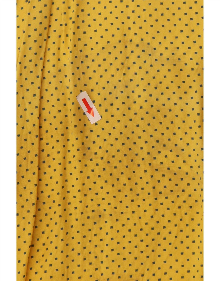 Vintage hombres camisa de manga corta gran viscosa manchada amarilla