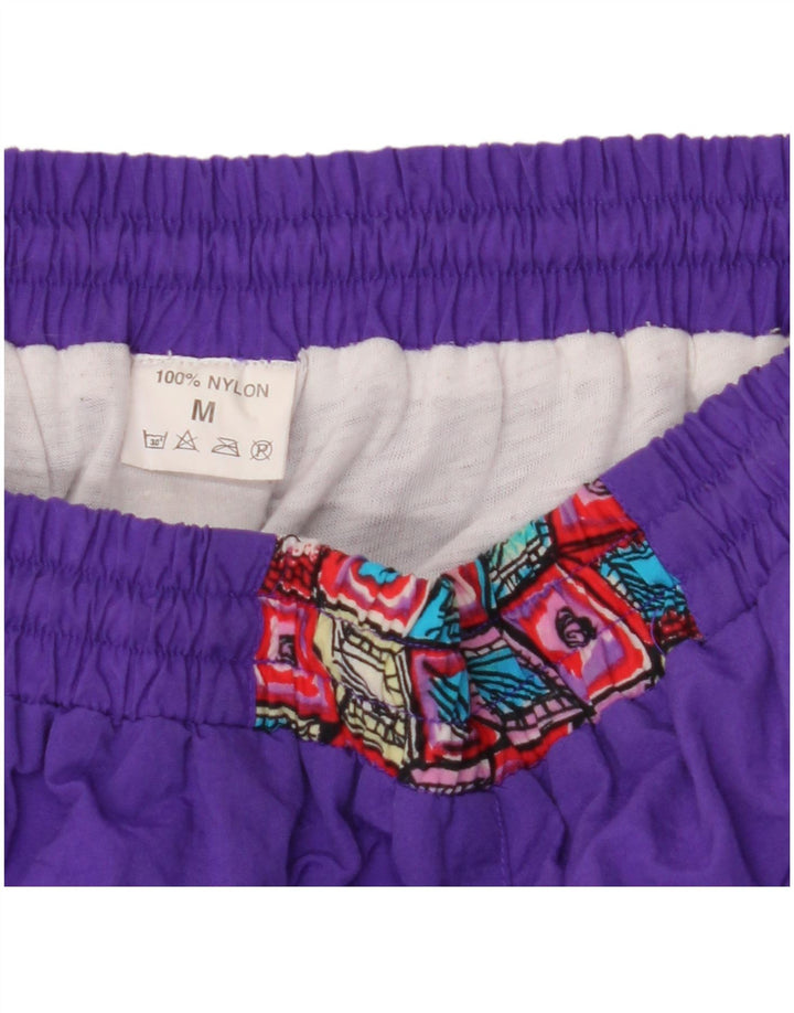 VINTAGE Pantalones de chándal para mujer Joggers Reino Unido 14 Medio Púrpura Geométrico