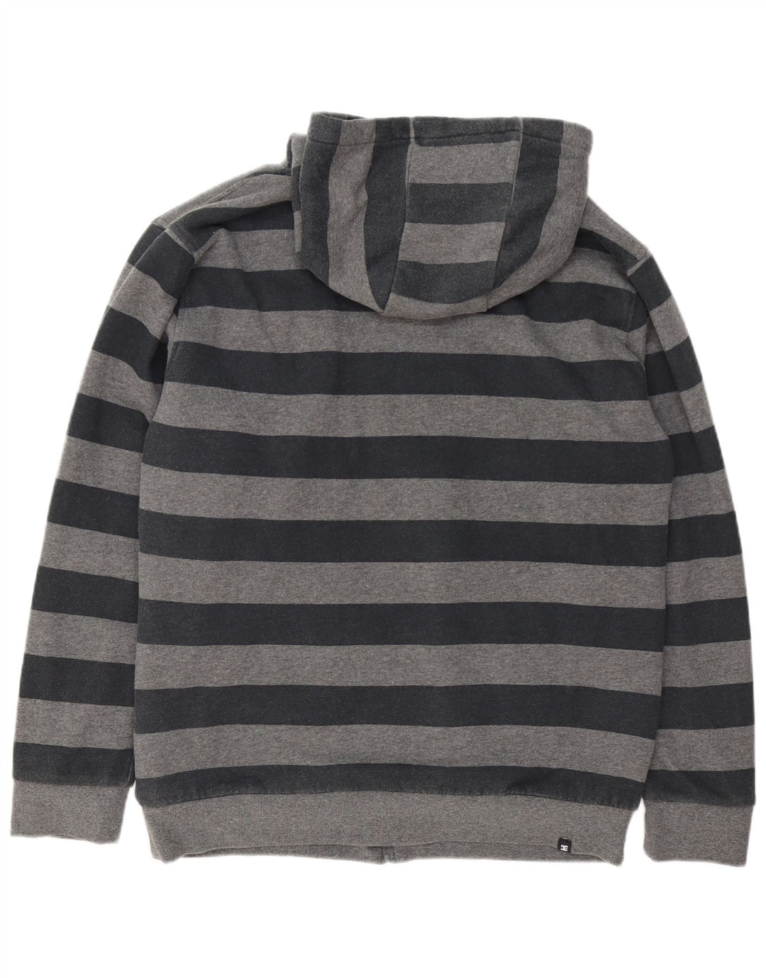 DC - Sudadera con capucha y cremallera para hombre, tamaño grande, algodón a rayas grises