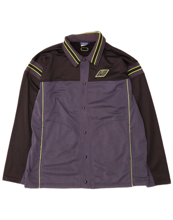 Asics Hombre Gráfico Chándal Top Chaqueta Grande Gris Colorblock