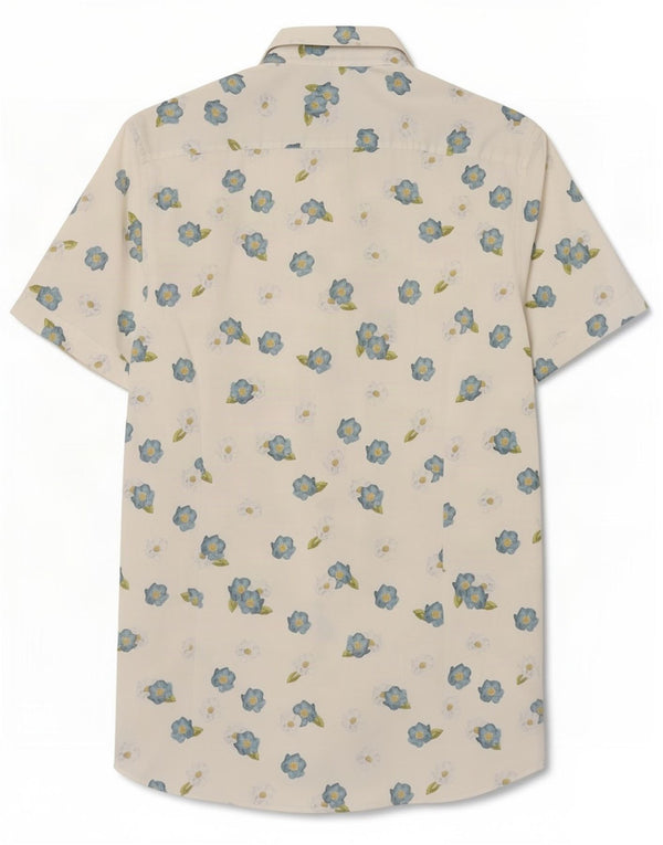 Ted Baker Camisa de manga corta para hombre Talla 2 Pequeña Algodón floral blanco