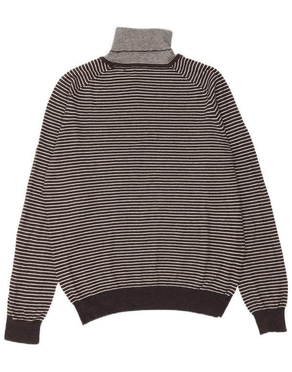 Trussardi Jeans Mujer Roll Neck Jumper Sweater UK 46 Large Negro Rayas