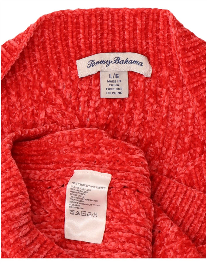 TOMMY BAHAMA Suéter tipo jersey con cuello barco para mujer UK 46 Grande Poliéster rojo