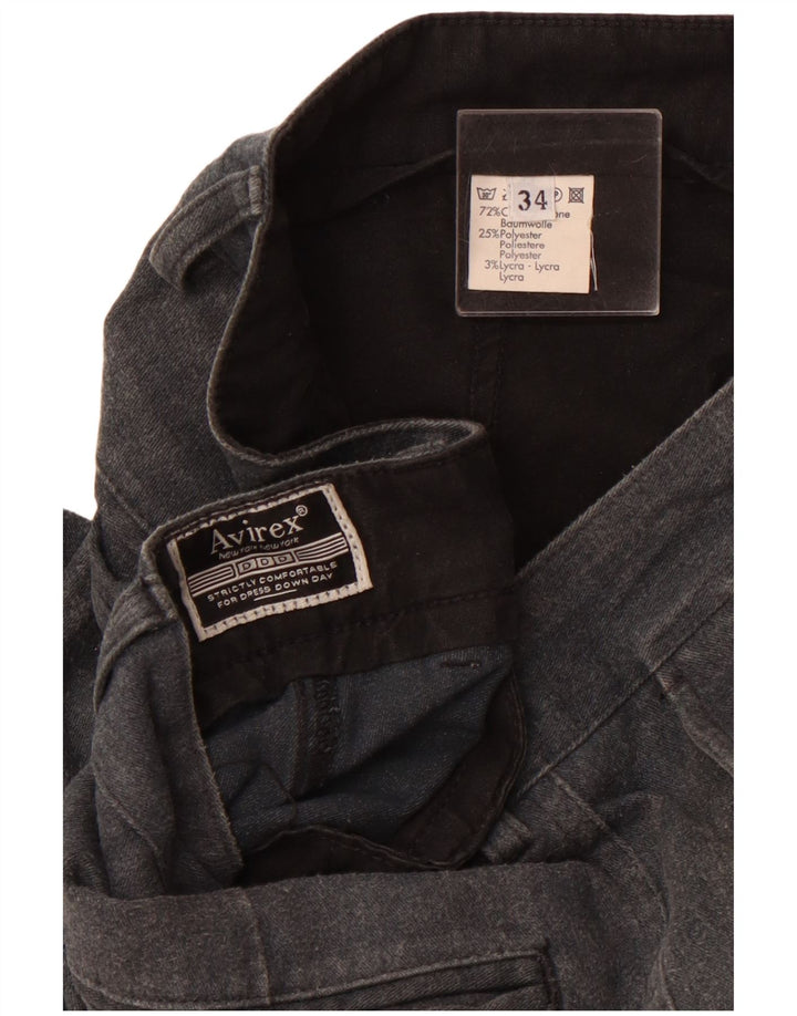 AVIREX Pantalón chino recto para hombre W34 L30 Algodón gris