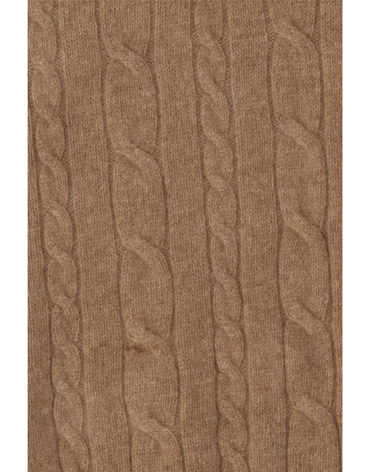 Jersey con cuello en V para hombre con hojas verdes de lana beige medio