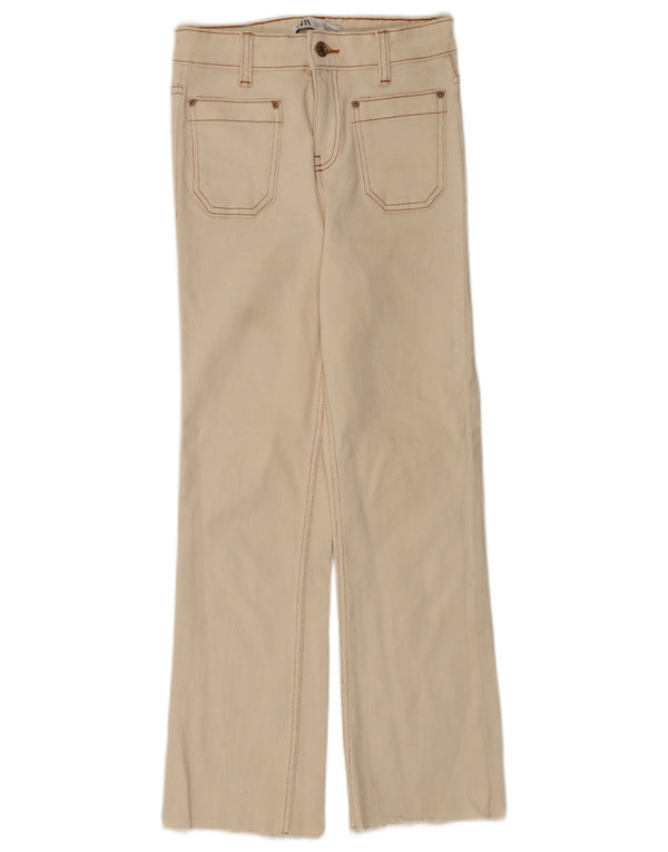 Zara Vaqueros Rectos Mujer EU 32 2XS W24 L26 Algodón Beige