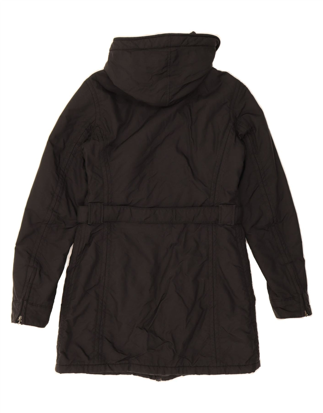 REFRIGIWEAR Womens Hooded Windbreaker Coat UK 12 Medium Black Nylon Vintage Refrigiwear and Second-Hand Refrigiwear from Messina Hembry 