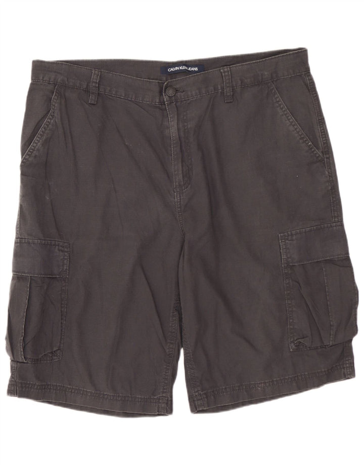 CALVIN KLEIN Shorts cargo para hombre W34 Algodón gris grande