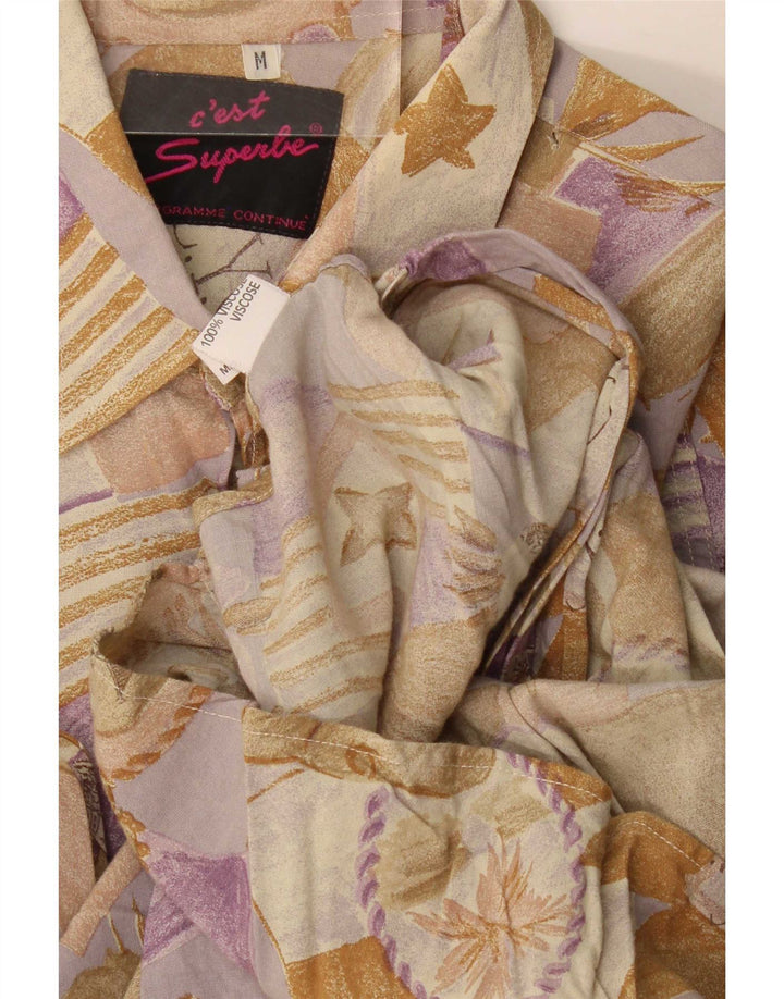 Camisa vintage para hombre Viscosa floral beige medio