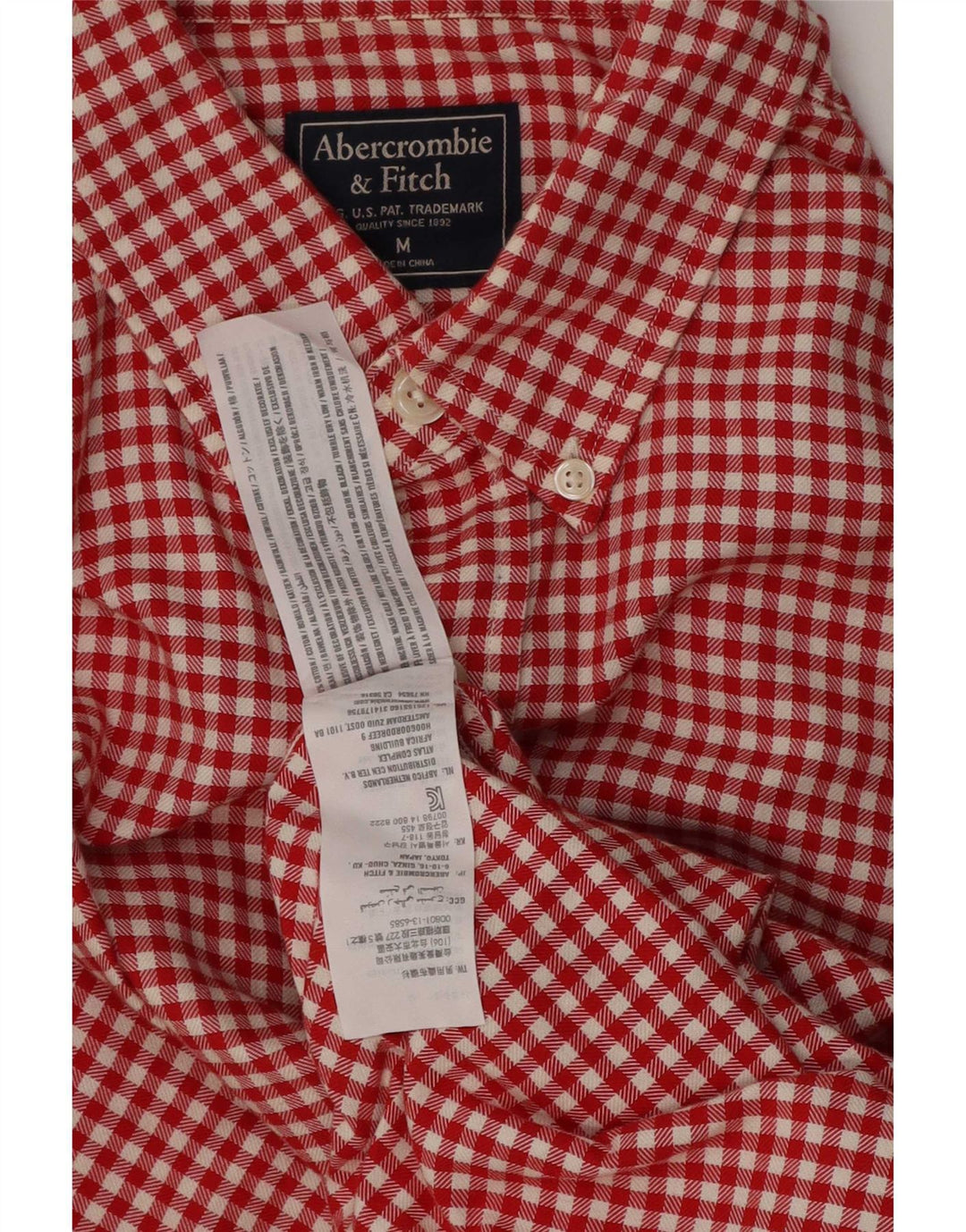 Abercrombie & Fitch Camisa para hombre Algodón a cuadros rojo mediano