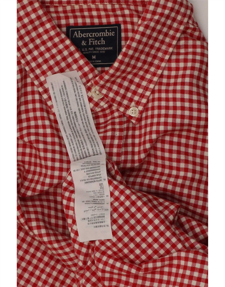 Abercrombie & Fitch Camisa para hombre Algodón a cuadros rojo mediano