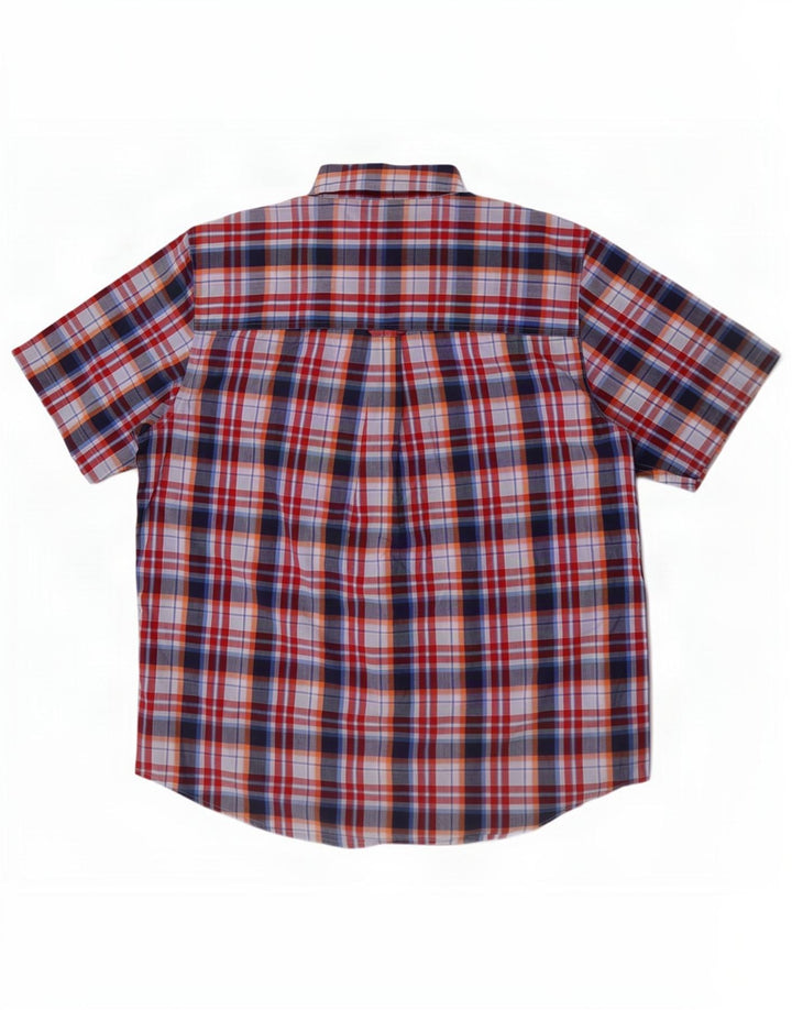 Chaps Camisa de manga corta para hombre de algodón a cuadros multicolor grande