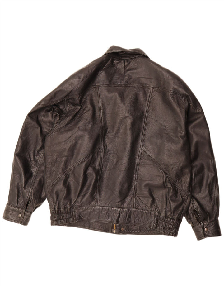 Chaqueta de cuero vintage para hombre Reino Unido 42 XL cuero negro