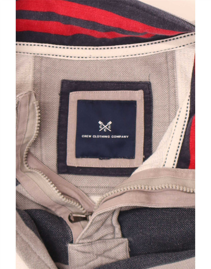 Crew Clothing - Sudadera con cuello y cremallera para hombre, color gris medio a rayas