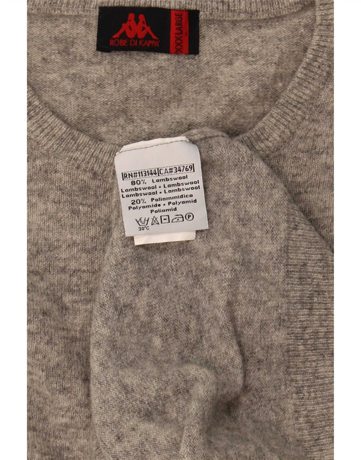Kappa Jersey de cuello redondo para hombre, talla 3XL, lana de cordero gris
