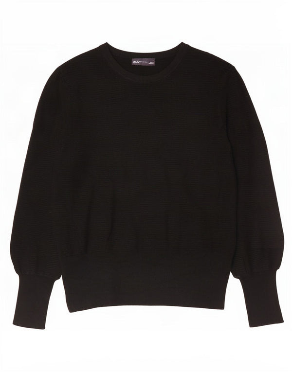 Marks & Spencer Suéter tipo jersey con cuello barco para mujer UK 46 Large Viscosa negra