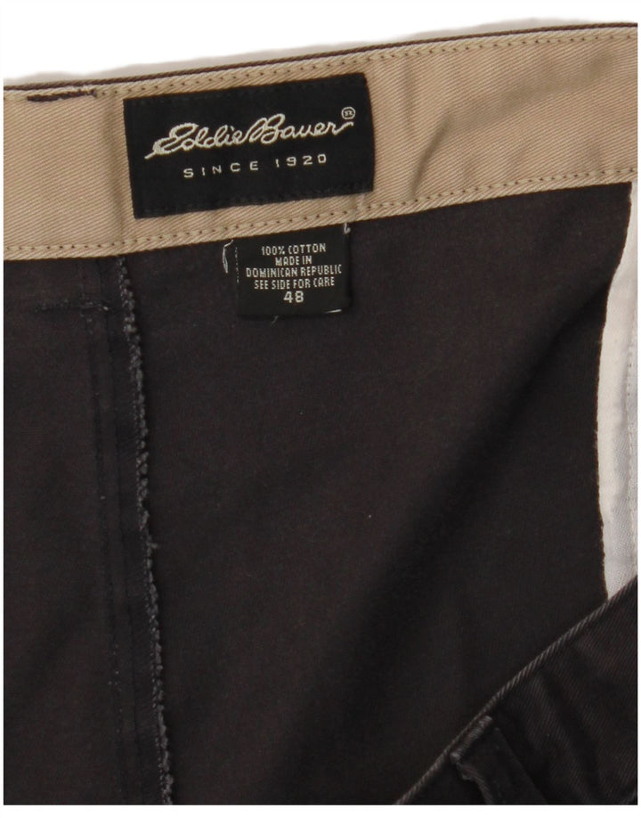 EDDIE BAUER Pantalón chino con pinzas para hombre W48 L31 Algodón gris