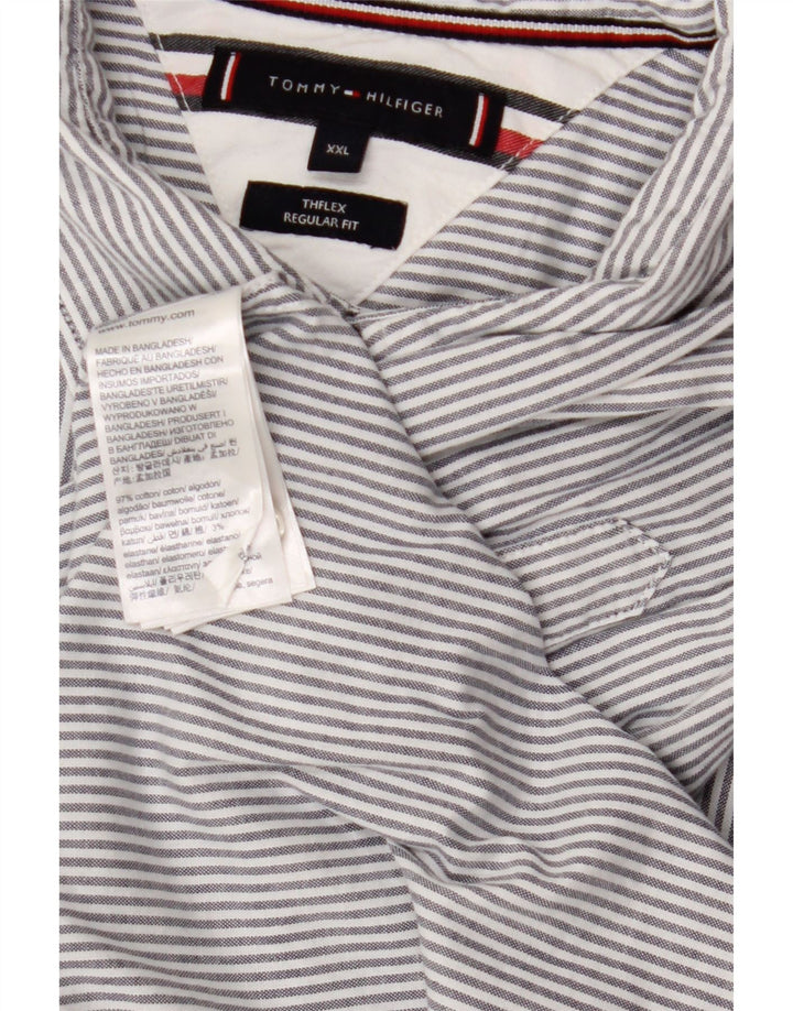 TOMMY HILFIGER Camisa de corte regular para hombre 2XL Algodón gris a rayas