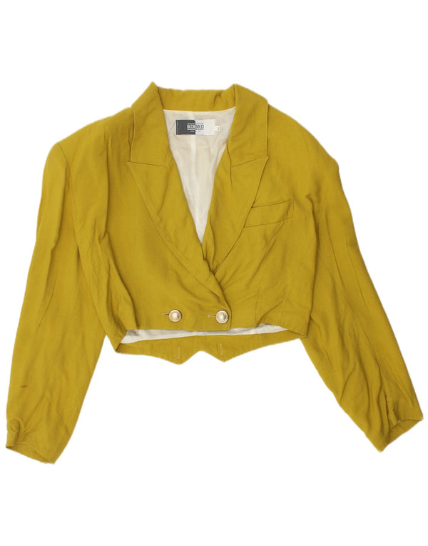 Vintage mujer cosecha doble pecho Blazer chaqueta Reino Unido 12 medio caqui