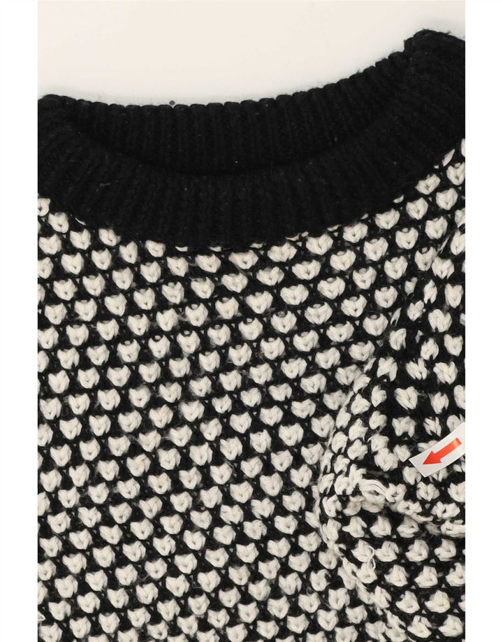 Zara Jersey con cuello redondo y estampado abstracto para mujer, talla 44, talla M, color negro