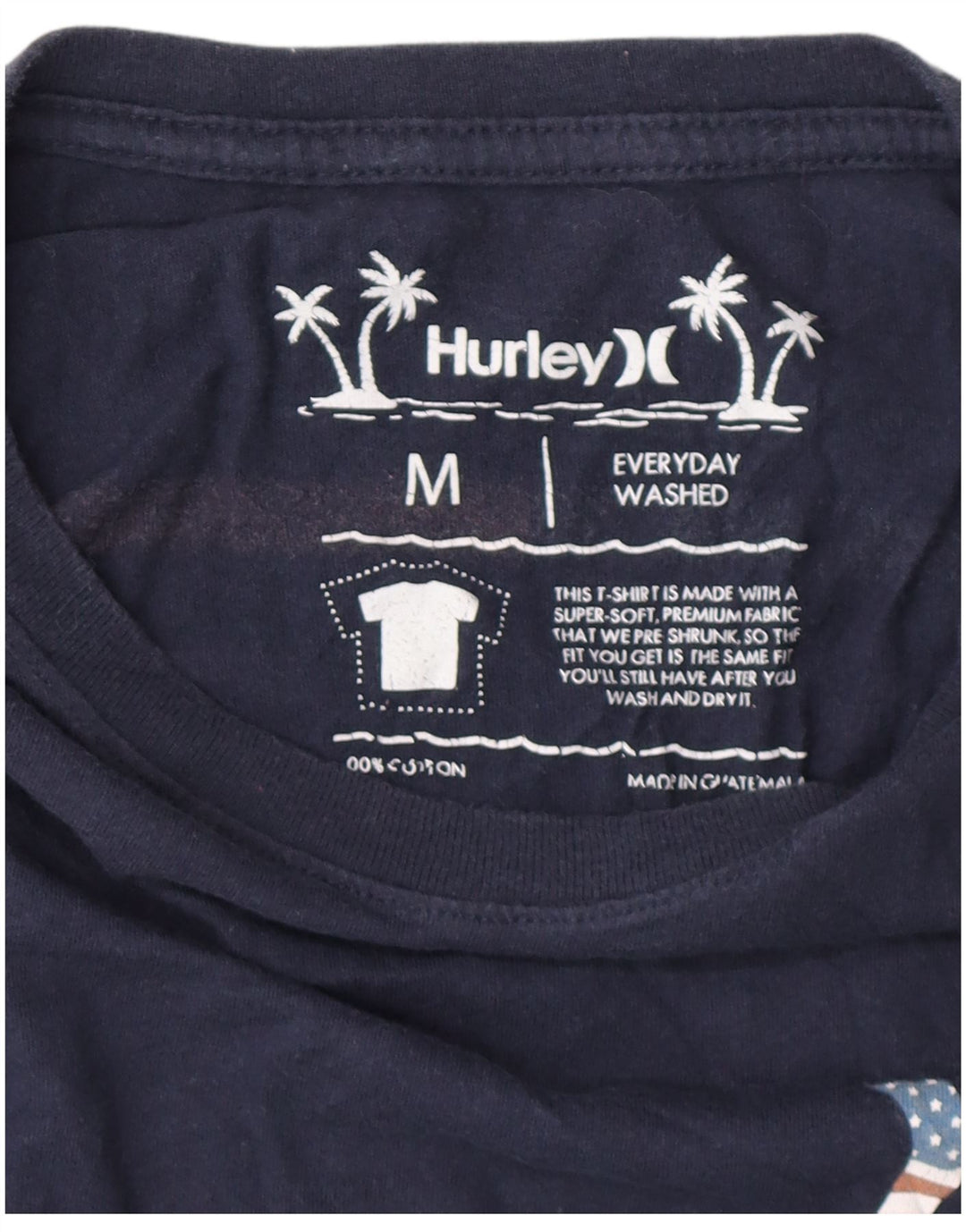 HURLEY Camiseta gráfica para hombre Top Medium Azul marino Algodón
