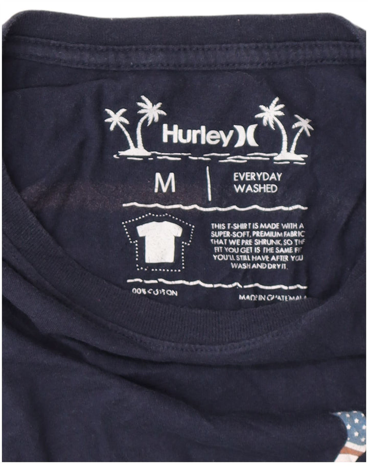 HURLEY Camiseta gráfica para hombre Top Medium Azul marino Algodón