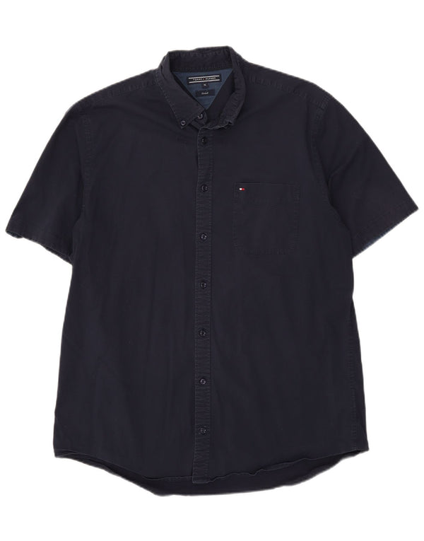 Camisa Tommy Hilfiger Hombre Manga Corta XL Azul Marino Algodón