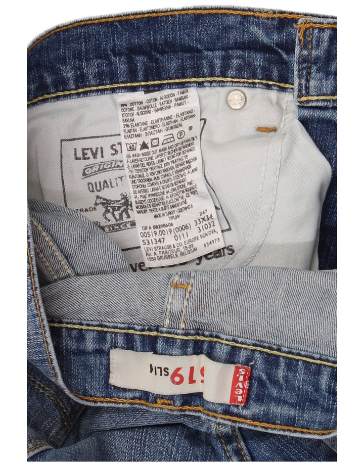 Levi's Hombre 519 Slim Jeans W33 L34 Algodón Azul