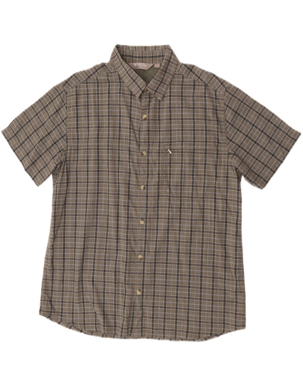 Camisa de manga corta para hombre Mountain Warehouse XL Algodón a cuadros gris
