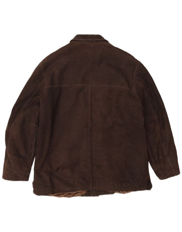 Chaqueta de cuero vintage para hombre IT 54 2XL cuero marrón