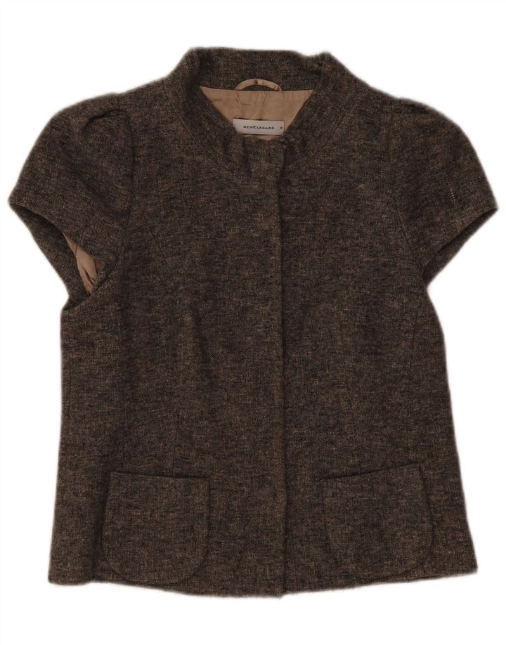 Rene Lezard Chaqueta Blazer de Manga Corta para Mujer EU 36 Small Grey Wool