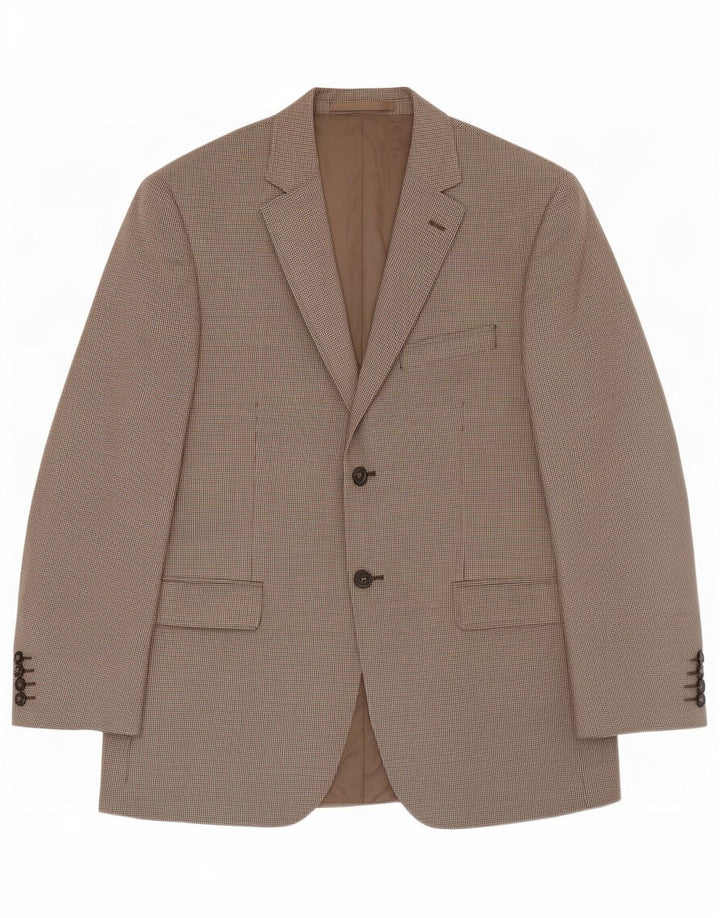 Marks & Spencer Chaqueta tipo blazer de 2 botones para hombre UK 38 Medium Beige Houndstooth