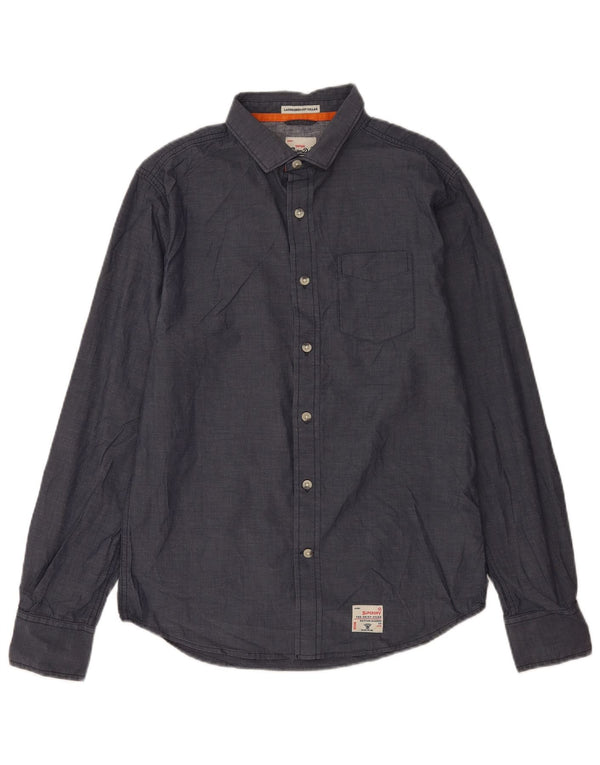 Camisa Superdry Hombre Grande Gris Algodón