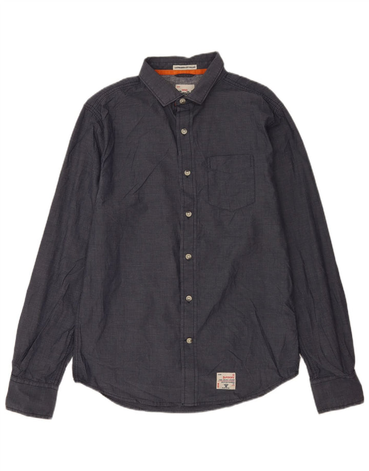 Camisa Superdry Hombre Grande Gris Algodón