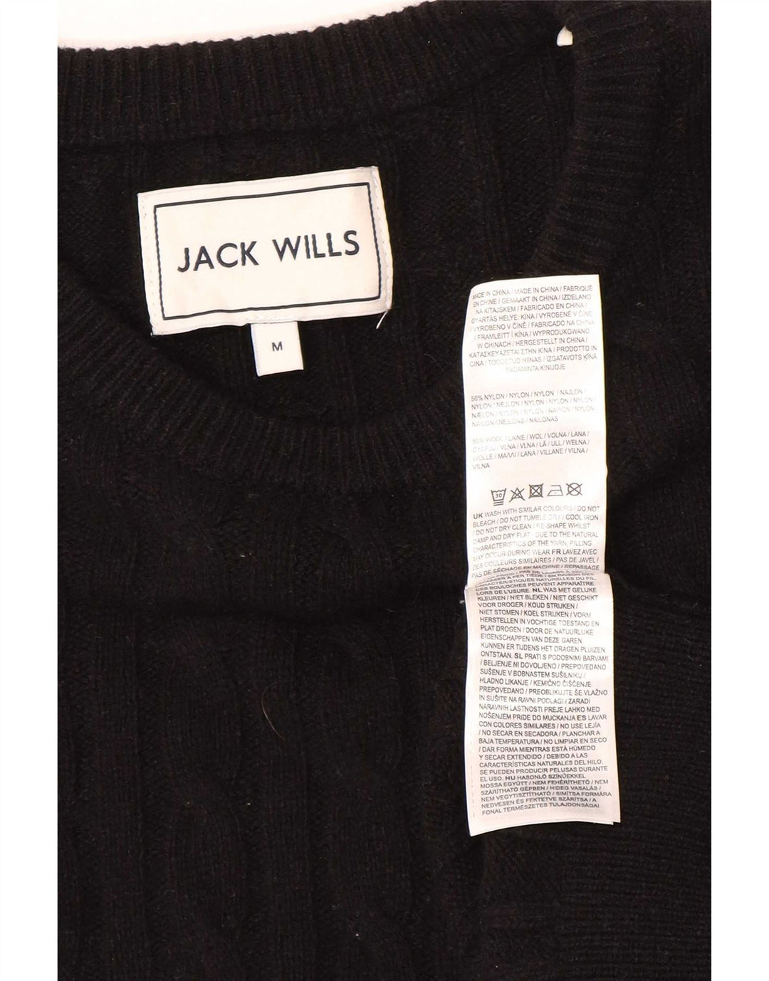 Jack Wills Jersey Con Cuello Barco Para Hombre Nylon Negro Mediano