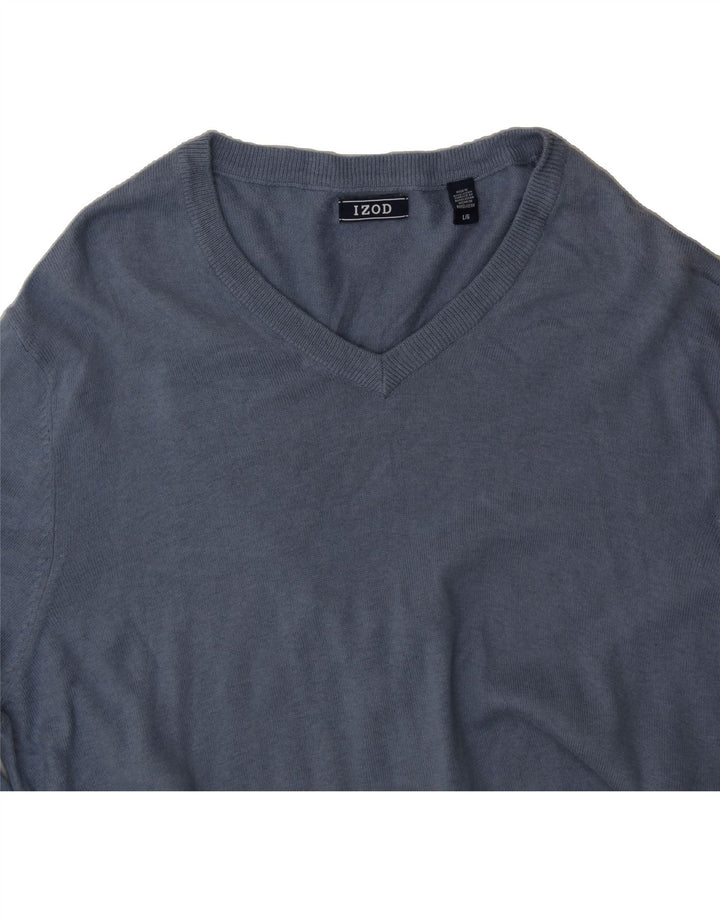 IZOD Mens V-Neck Jumper Sweater Large Blue Cotton Vintage Izod and Second-Hand Izod from Messina Hembry 