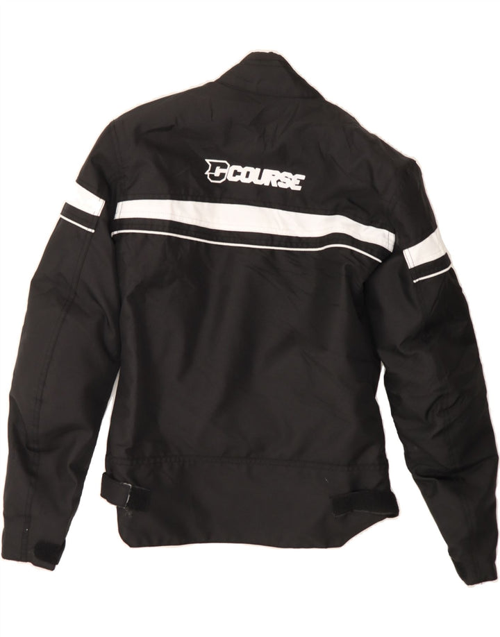 COURSE Mens Graphic Racer Jacket UK 36 Small Black Polyester Vintage Course and Second-Hand Course from Messina Hembry 