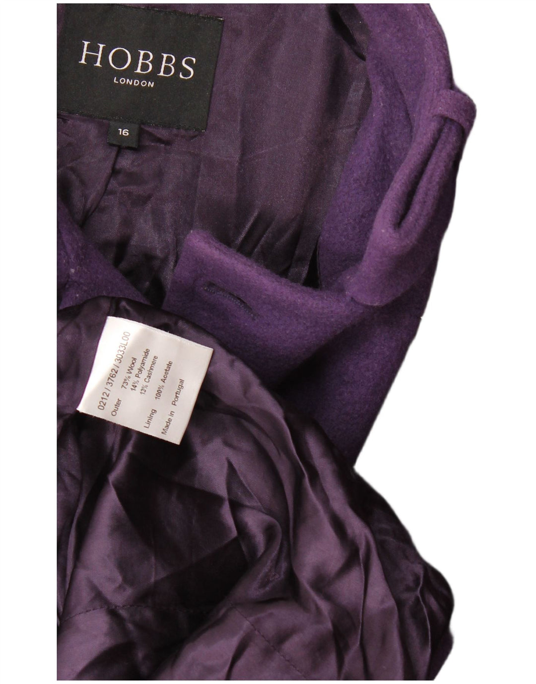 Hobbs Abrigo de doble botonadura para mujer UK 46 Lana morada grande