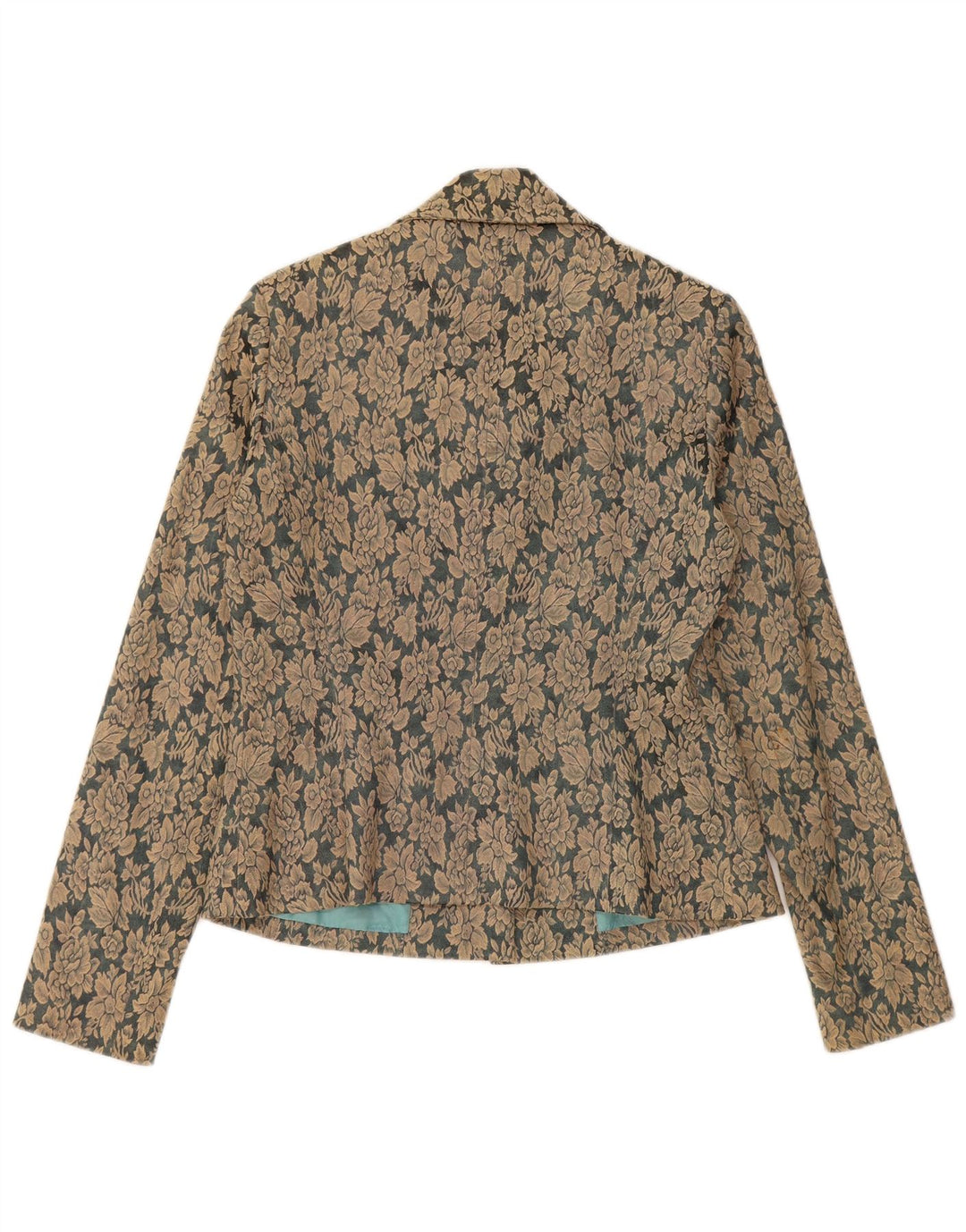 VINTAGE Chaqueta Blazer de 3 Botones para Mujer EU 40 Algodón Floral Marrón Medio