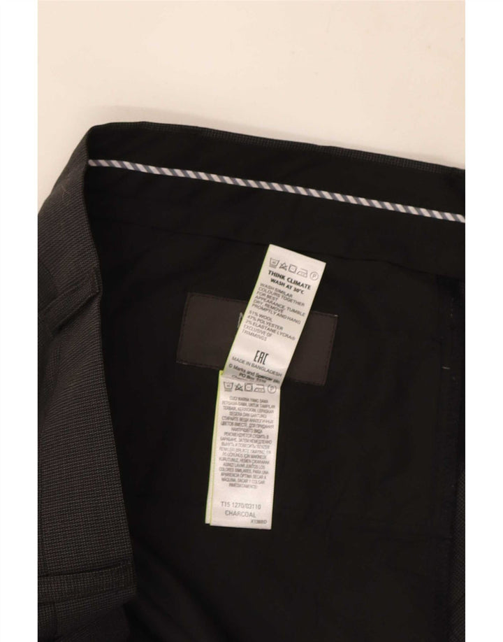 Marks & Spencer Pantalón de traje de corte regular para hombre W38 L31 Lana negra