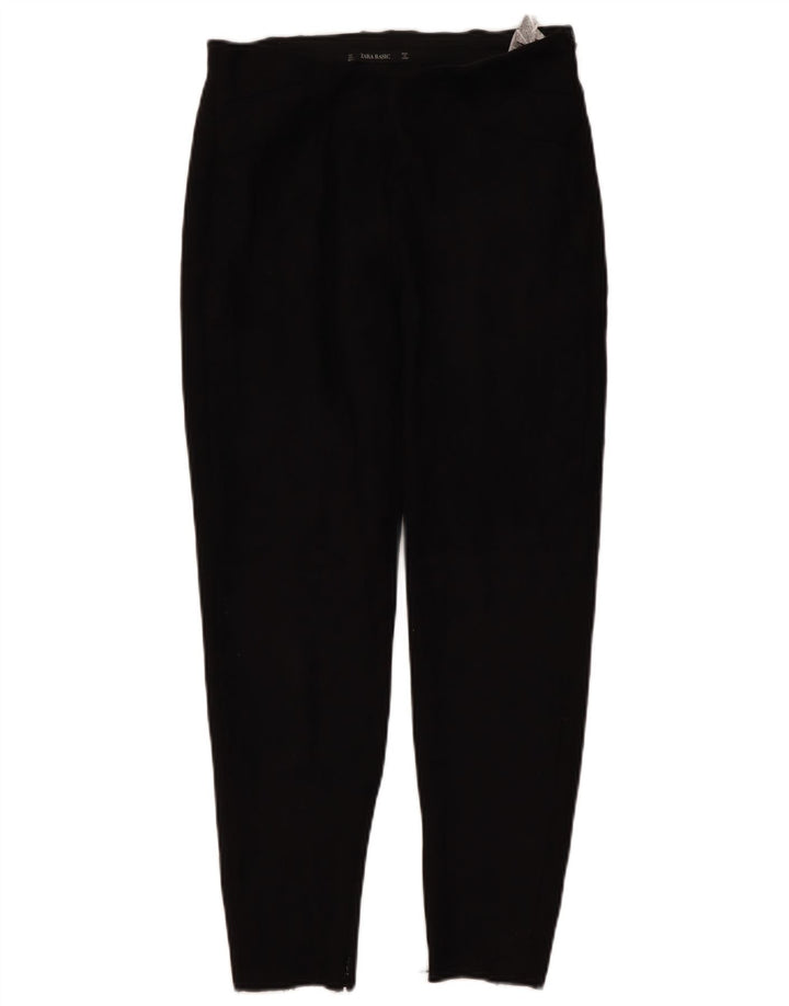 Zara Mujer Pantalones Casuales Slim Large W32 L26 Poliéster Negro