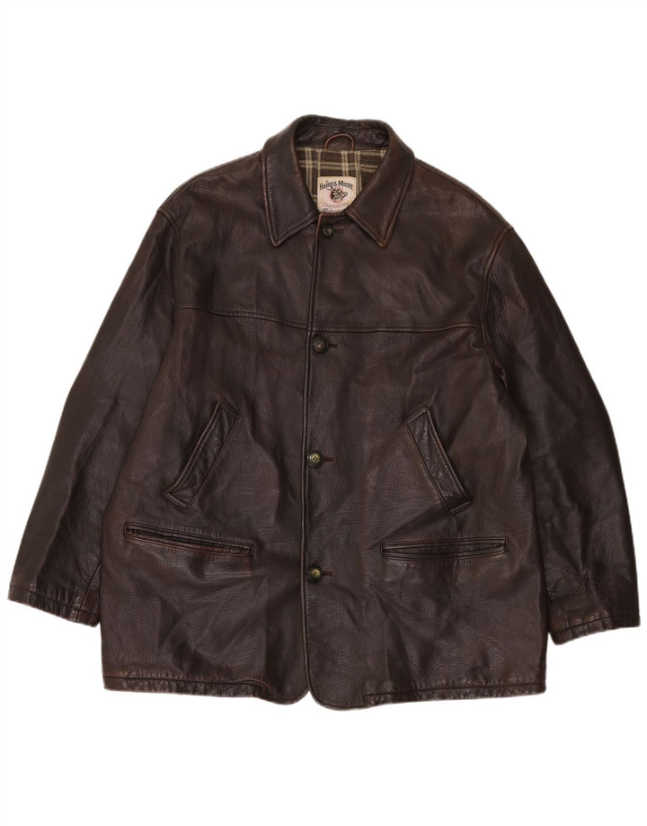 Harry&Moore Chaqueta de cuero para hombre IT 54 2XL Cuero marrón