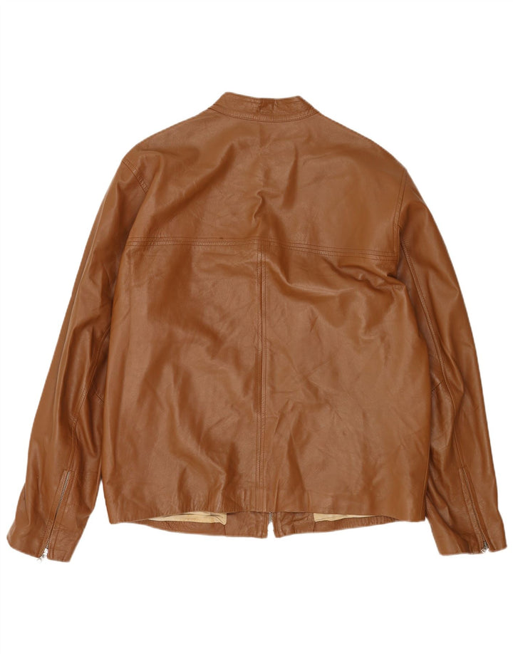 John and Son's Chaqueta de cuero para hombre IT 54 2XL Cuero marrón