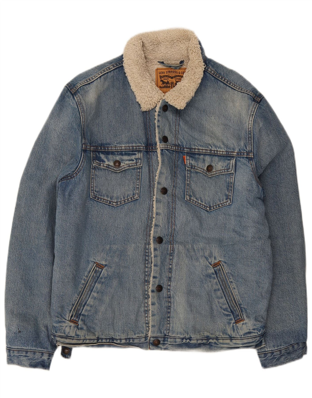 Levi's Chaqueta vaquera Sherpa para hombre Reino Unido 40 Algodón azul grande