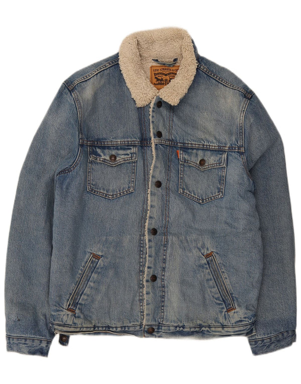 Levi's Chaqueta vaquera Sherpa para hombre Reino Unido 40 Algodón azul grande