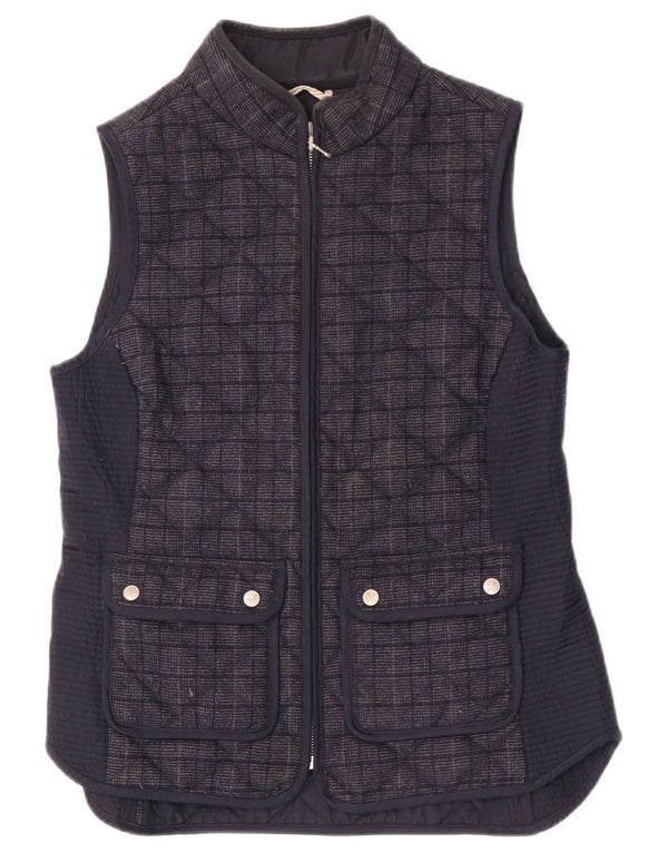 Crew Clothing Chaleco acolchado para mujer UK 10 Small Azul marino Cuadros Poliéster