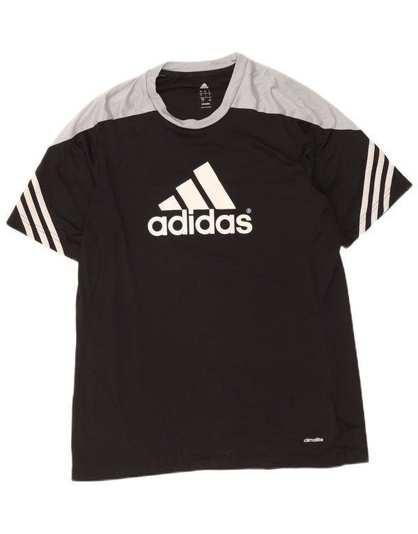 Adidas Mens Climalite Graphic T-Shirt Top Grande Negro Colorblock Poliéster