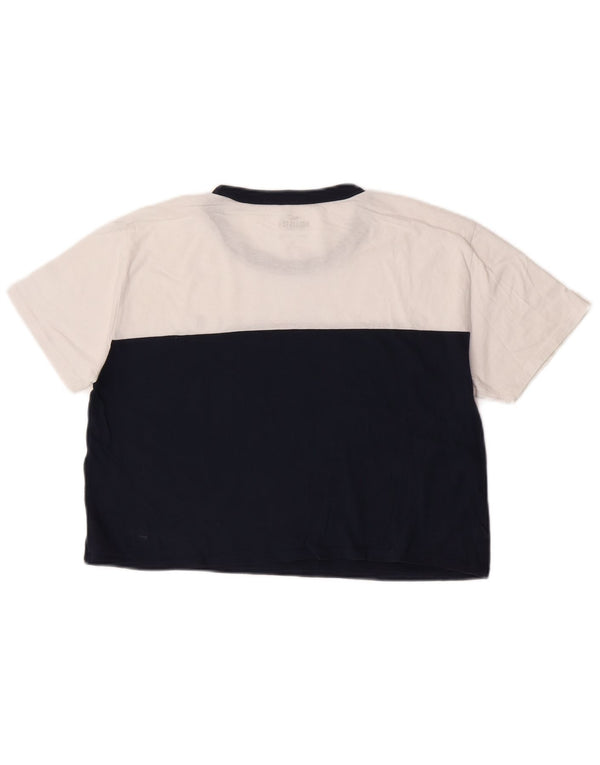 Camiseta Hollister Crop Graphic Top Medium Azul Marino Colorblock